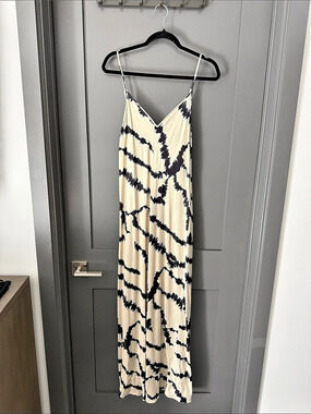 All Saints Tie-Dye Maxi Dress in Cream & Black Size Large